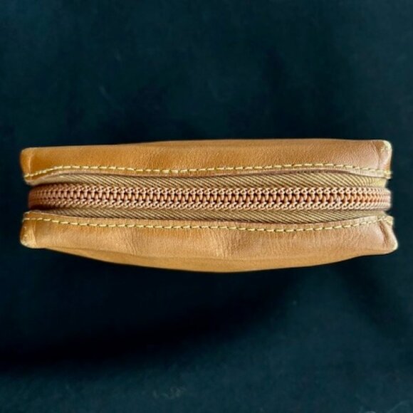 Very Rare Vintage Embossed LOEWE Caramel Leather Zippered Pouch Purse EUC - Picture 5 of 6